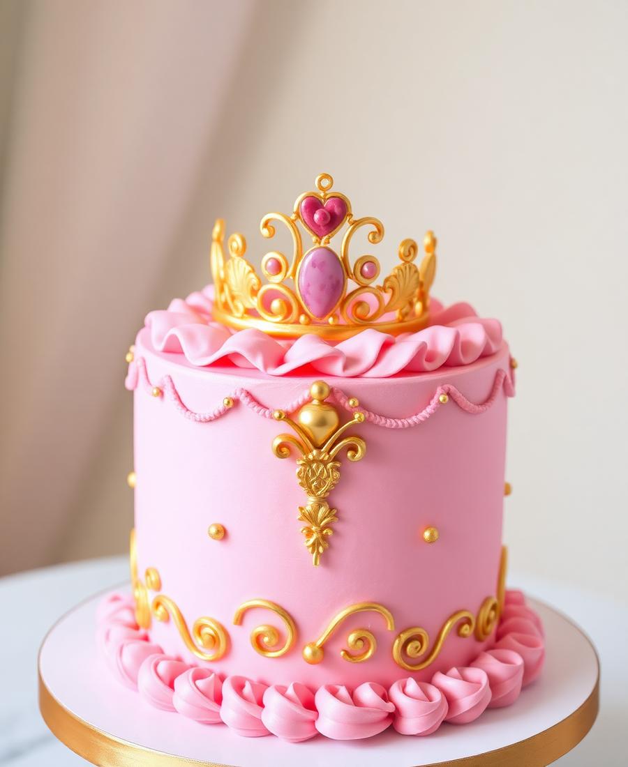 Pink princess birthday cake with tiara