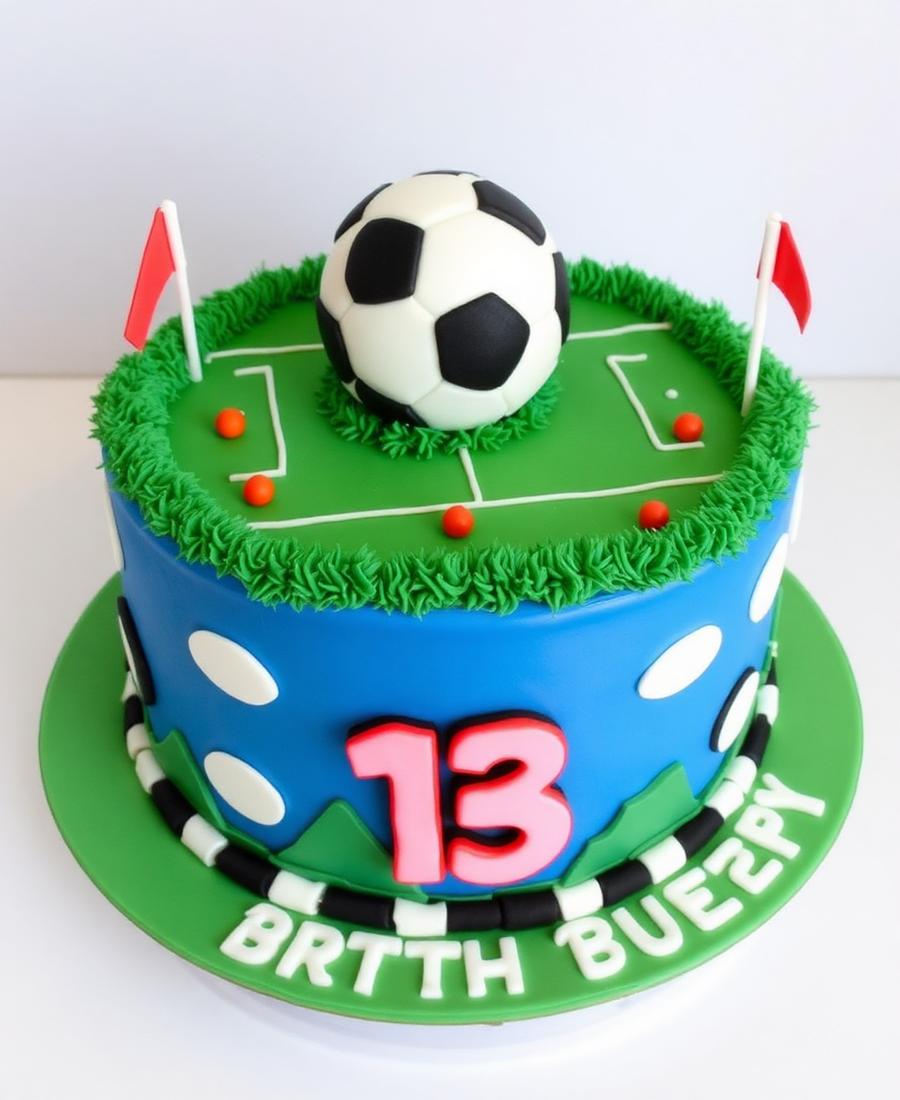 Soccer themed birthday cake