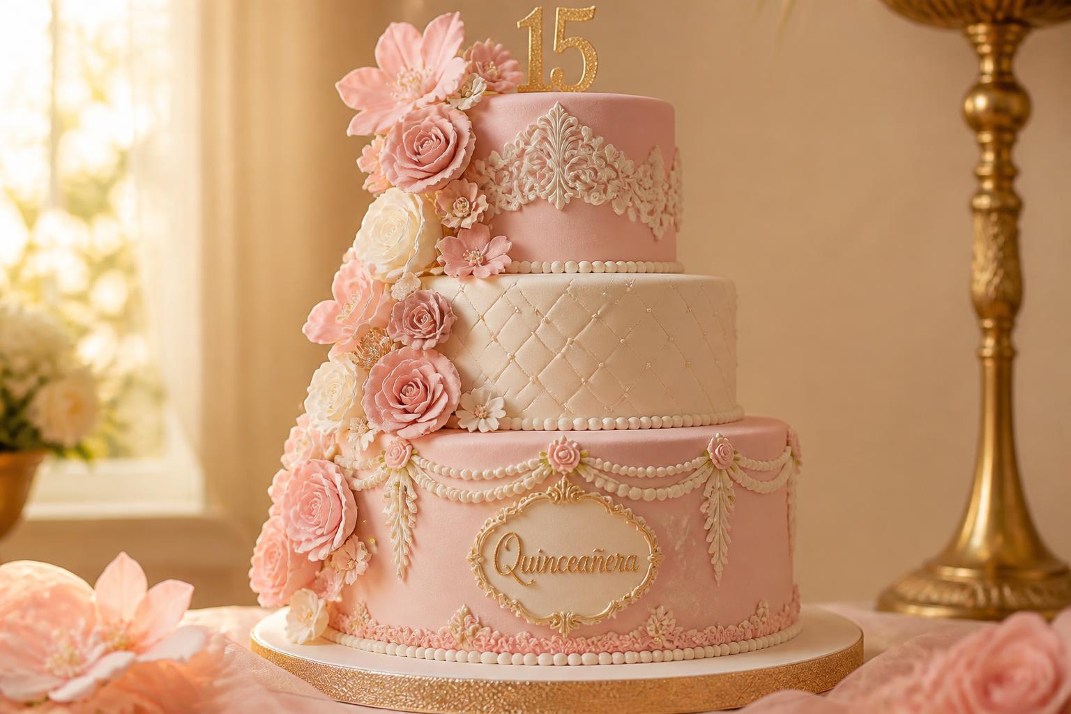 Custom quinceañera cake by Panaderia Marias